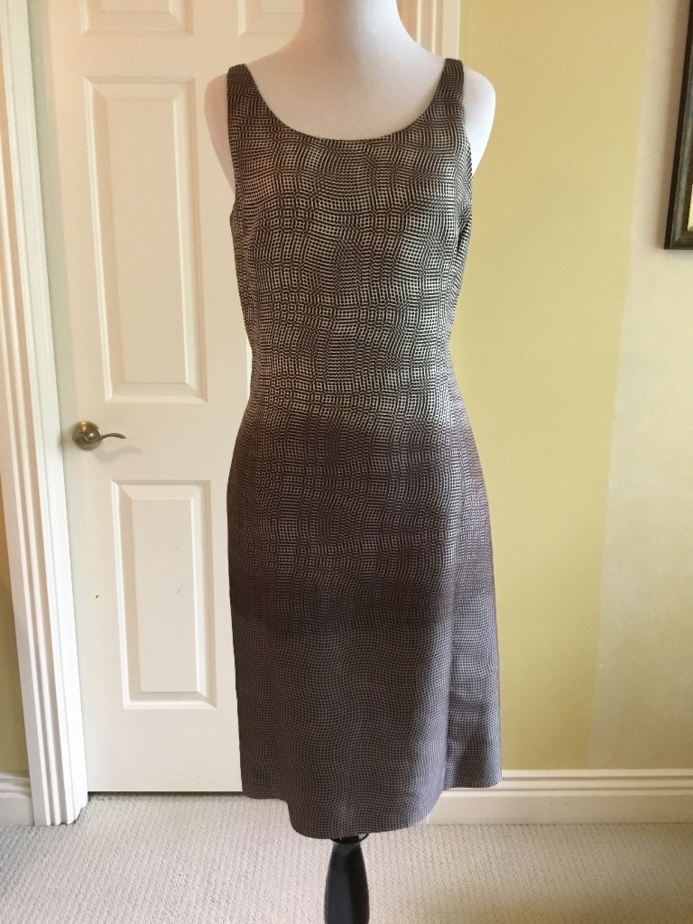 Prada Made in Italy Geometric Print Sheath Midi Dress